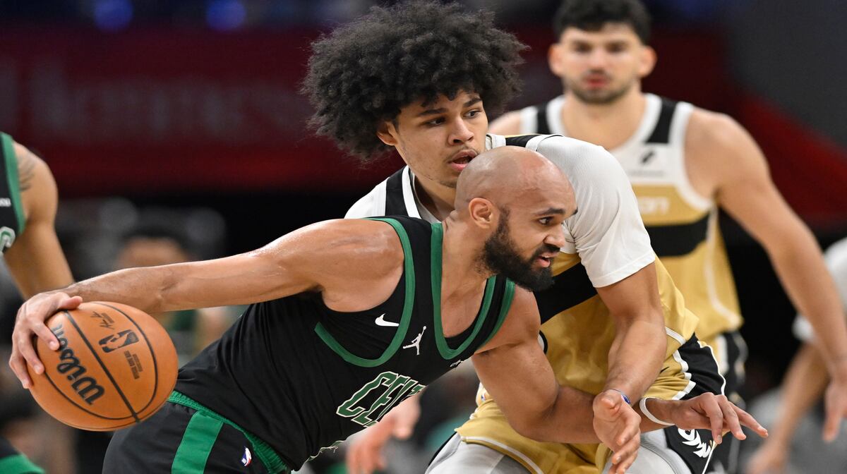Image for No Jaylen Brown? No problem for Derrick White and the Celtics in a 45-point rout of the host Wizards.